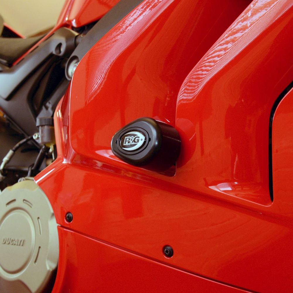 R&G Racing Black Aero Style Crash Protection Bobbins For 2020-2021 Ducati Panigale V4