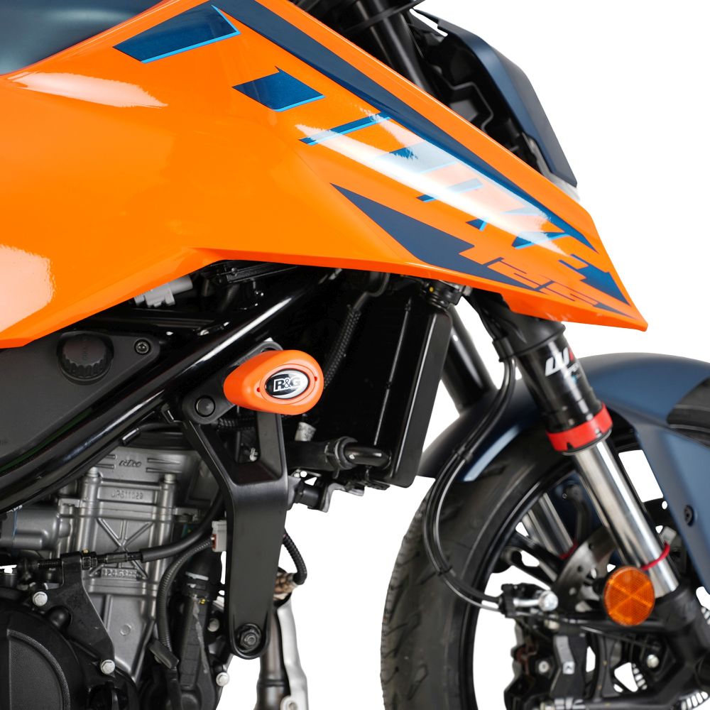 R&G Racing Orange Aero Style Crash Protectors For 2024-2025 KTM 125 Duke
