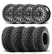 Set of Four Bullite Blade Wheels 14" Gray And Kenda K3204R Klever XT Tires [28x10R-14]