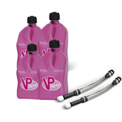 VP Racing 4 Pack Pink 5.5 Gallon Square Utility Jugs + 2 Deluxe Fill Hoses