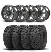Set of Four Bullite Lancer Wheels 14" Black And Kenda K587 Bearclaw HTR Tires [26x11R-14]