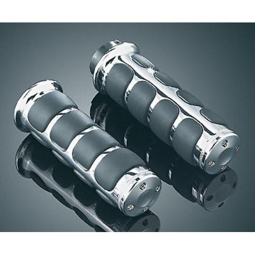 Harley FLHX Street Glide 2008-2014ISO Grips With Accent Rings Chrome by Kuryakyn