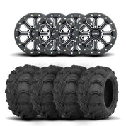 ITP Velocity Inertia 14" Matte Black Wheels And Mud Lite Tires [27x12-14]