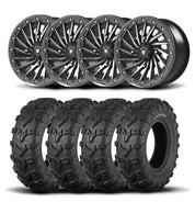 Set of Four Bullite Blade Wheels 14" Gray And Kenda K592 Bearclaw EVO Tires [26x9-14]