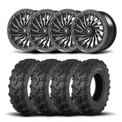 Set of Four Bullite Blade Wheels 14" Gray And Kenda K592 Bearclaw EVO Tires [28x11-14]