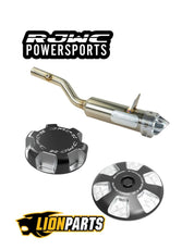 RJWC Mud Edition Single Slip On Exhaust With Billet Air Lid And Gas Cap 2.0 For Can Am Outlander G2