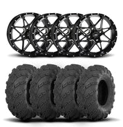 ITP Tornado 14" Matte Black Wheels And Mud Lite Tires [27x10-14]