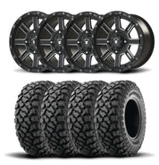 Set of Four Bullite Lancer Wheels 15" Black And Kenda K3204R Klever XT Tires [32x10R-15]