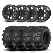 Set of Four Bullite Ruler Wheels 14" Gray And Kenda K538 Executioner Tires [28x9-14]