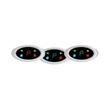 Elliptical digital gear shift indicator with indicators, 2 1/2" x 1 1/4", chrome, green