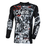 Camiseta de motocross 242 O'Neal Element Attack negra/blanca