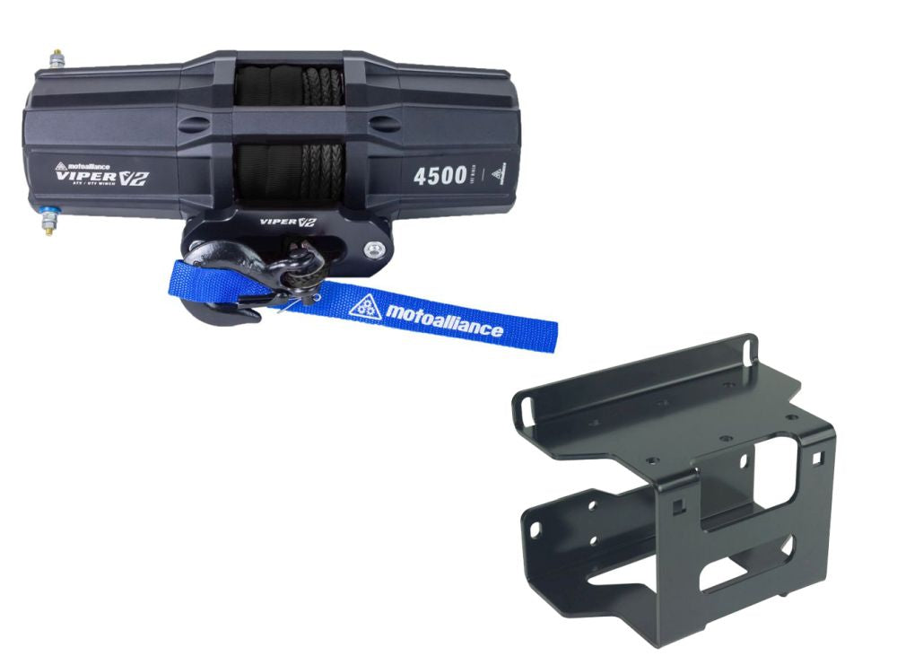 Viper V2 ATV Winch Kit 3500 lb Standard Spool With 40 Feet Black Synthetic Rope With Mount For Polaris 300/400/Hawkeye 300 2008-2010