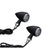 Kuryakyn Black Front Amber Torpedo LED Turn Signal Indicator Lights Set Harley
