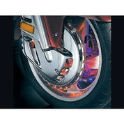 Kuryakyn Chrome Front Wheel Cover LED Ring of Fire Red Blue Lights Set Goldwing