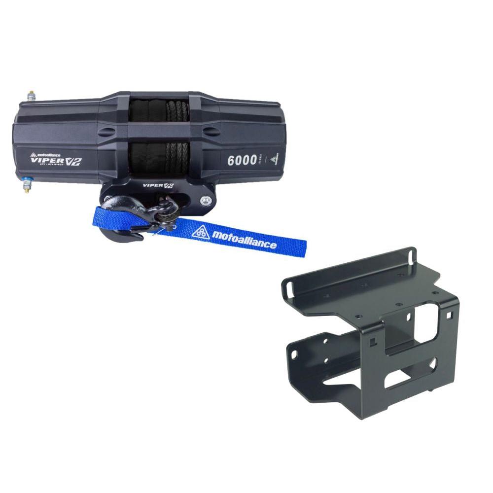 Viper V2 ATV Winch Kit 3500 lb Standard Spool With 40 Feet Black Synthetic Rope With Mount For Polaris 300/400/Hawkeye 300 2008-2010