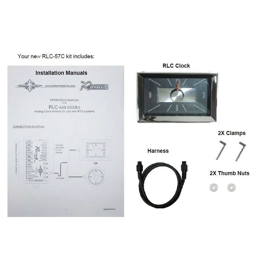 Dakota Digital 57 Chevy Car Clock Gauge use with RTX gauge system only RLC-57C-X