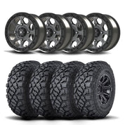 Set of Four Bullite Ruler Wheels 14" Gray And Kenda K3204R Klever XT Tires [32x10R-14]