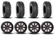 System 3 ST-4 Aluminum Gloss Black/Red 20" Wheels And XT400 Tires [33x9.5R-20]