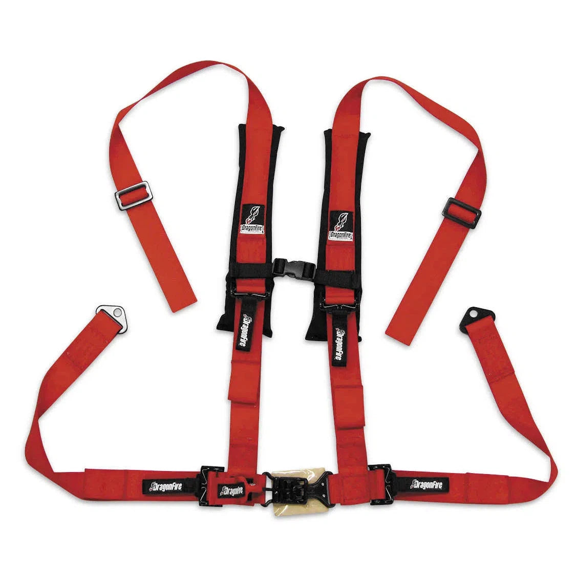 DragonFire Racing Harness Restraint - Red - H-Style - 4-Point - 2" Buckle - 14-0026