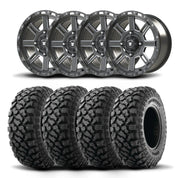 Set of Four Bullite Lancer Wheels 14" Gray And Kenda K3204R Klever XT Tires [30x10-14]