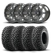 Set of Four Bullite Lancer Wheels 14" Gray And Kenda K3204R Klever XT Tires [30x10-14]