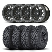 Set of Four Bullite Rider Wheels 14" Gray And Kenda K3204R Klever XT Tires [32x10R-14]