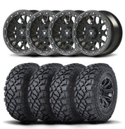 Set of Four Bullite Rider Wheels 14" Gray And Kenda K3204R Klever XT Tires [32x10R-14]