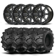 Set of Four Bullite Lancer Wheels 14" Black And Kenda K538 Executioner Tires [28x9-14]