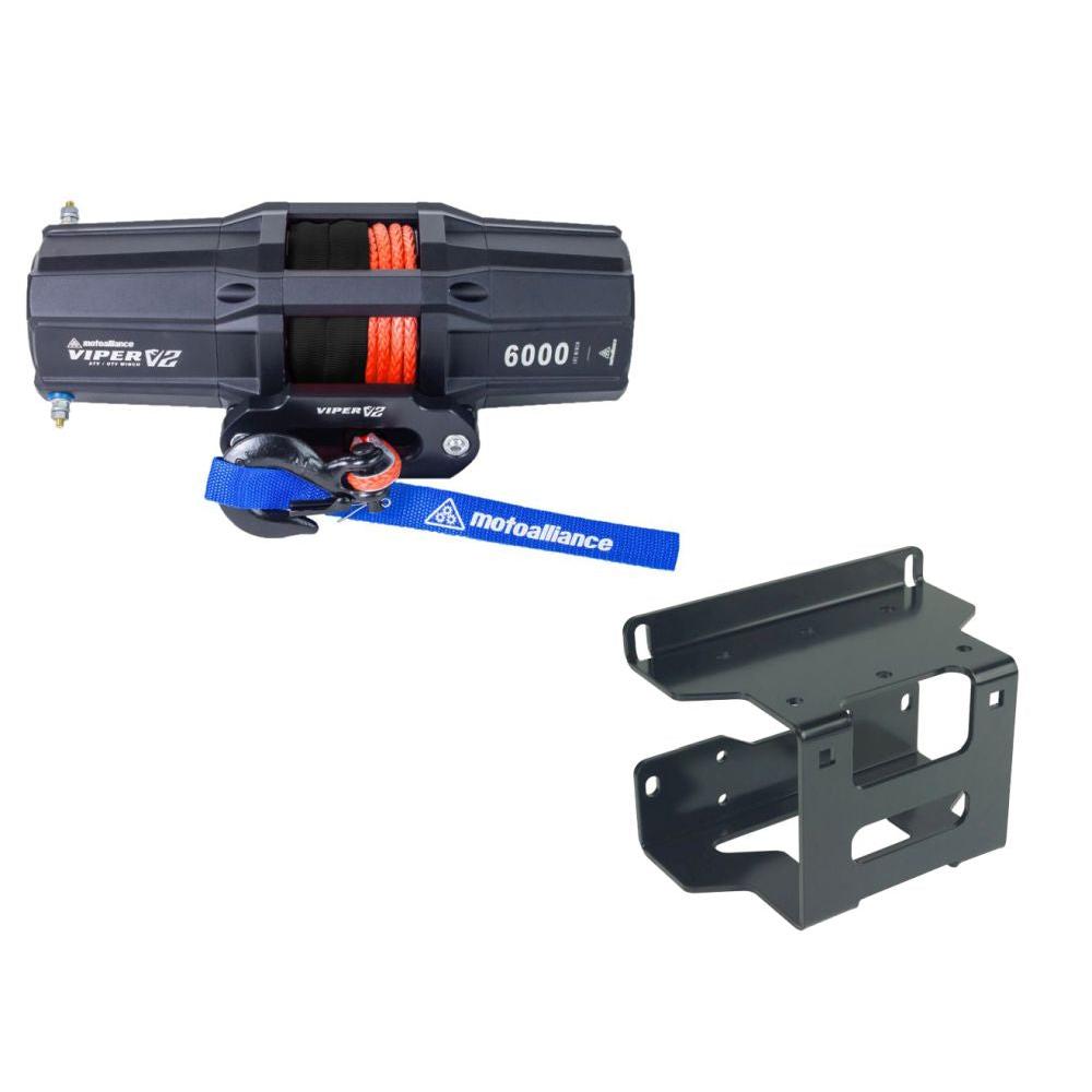 Viper V2 ATV Winch Kit 3500 lb Standard Spool With 40 Feet Black Synthetic Rope With Mount For Polaris 300/400/Hawkeye 300 2008-2010