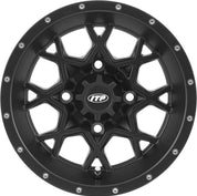 ITP Set of Four Storm Series Hurricane Wheels Matte Black 14x7 4/156 6+1