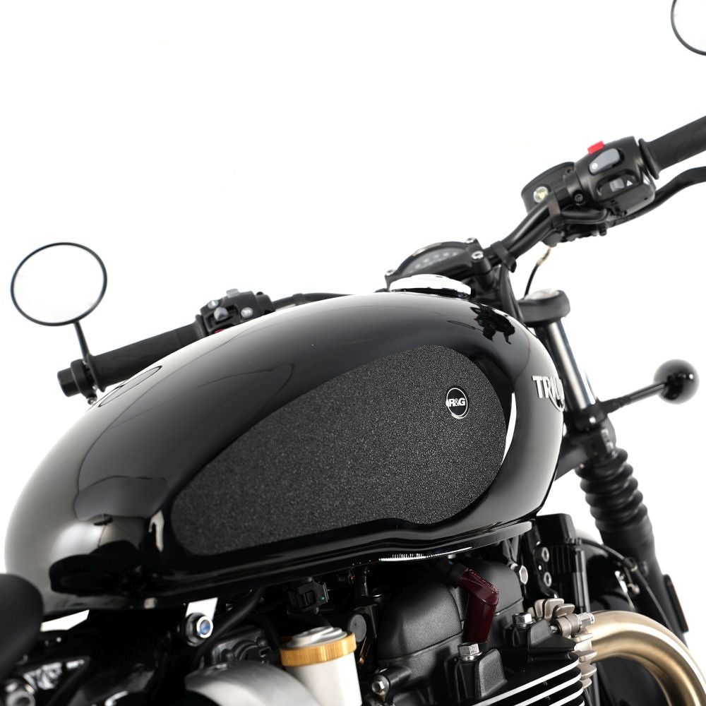 R&G Racing Black Tank Traction Grips For 2017-2024 Triumph Bonneville Bobber