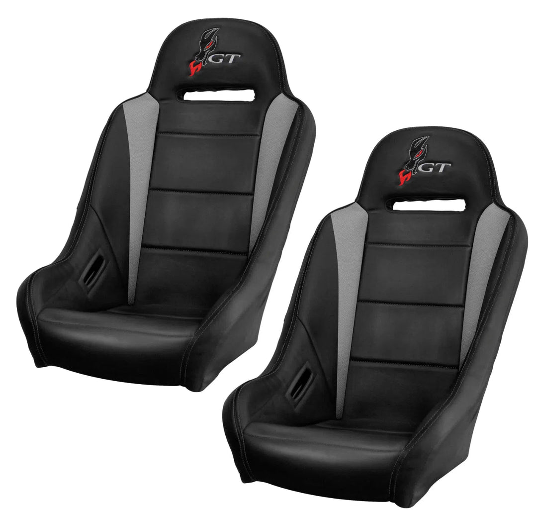 DragonFire Racing HighBack GT Seats for RZR Turbo, RZR 1000 & RZR 900 Models - Black/Grey - Pair - 15-1159