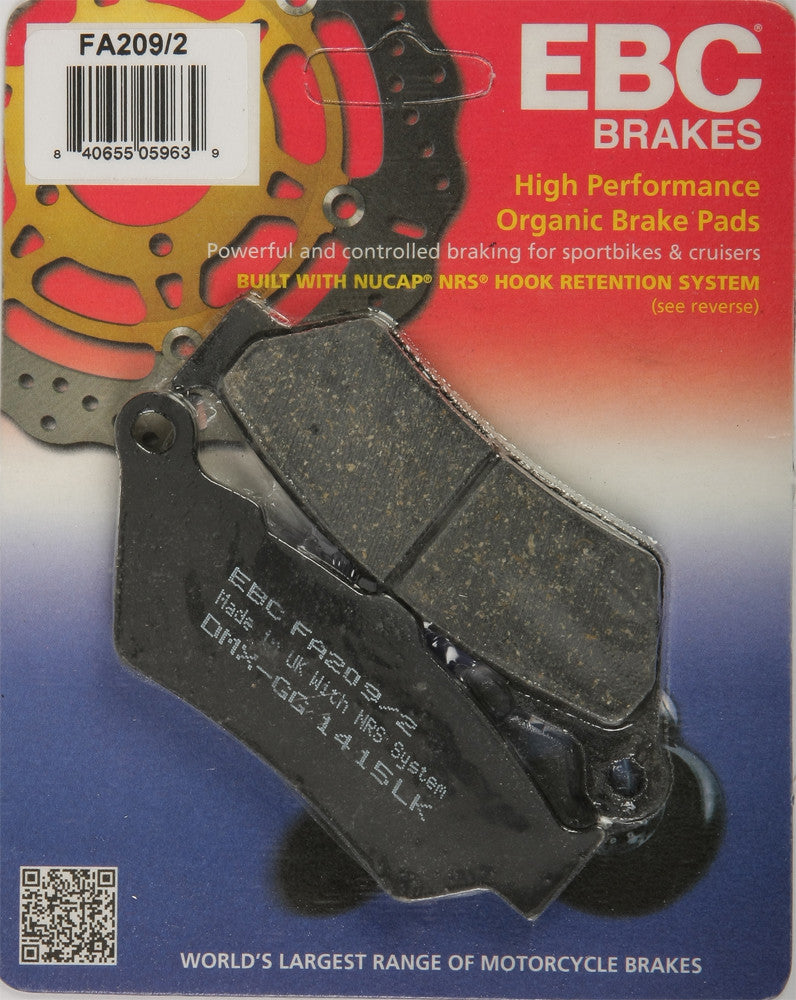 EBC 1 Pair FA Series Organic Replacement Brake Pads MPN FA209/2