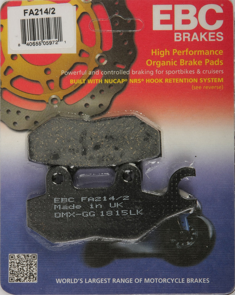 EBC 1 Pair FA Series Organic Replacement Brake Pads MPN FA214/2