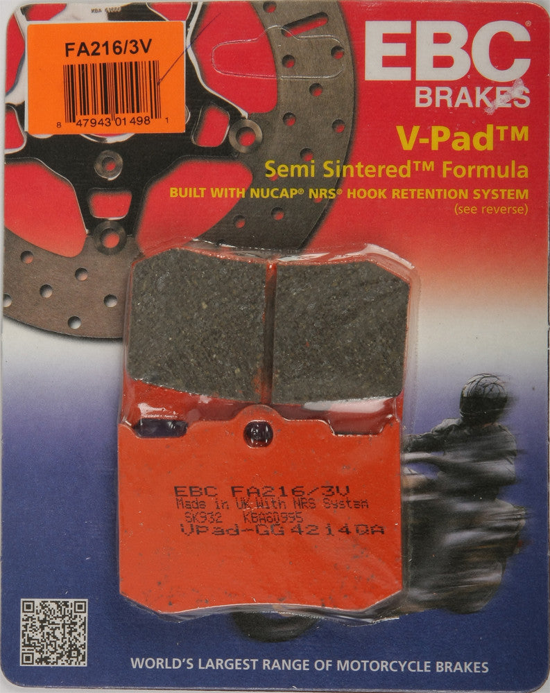 EBC 1 Pair V-Pad Semi-Sintered Touring Brake Pads MPN FA216/3V