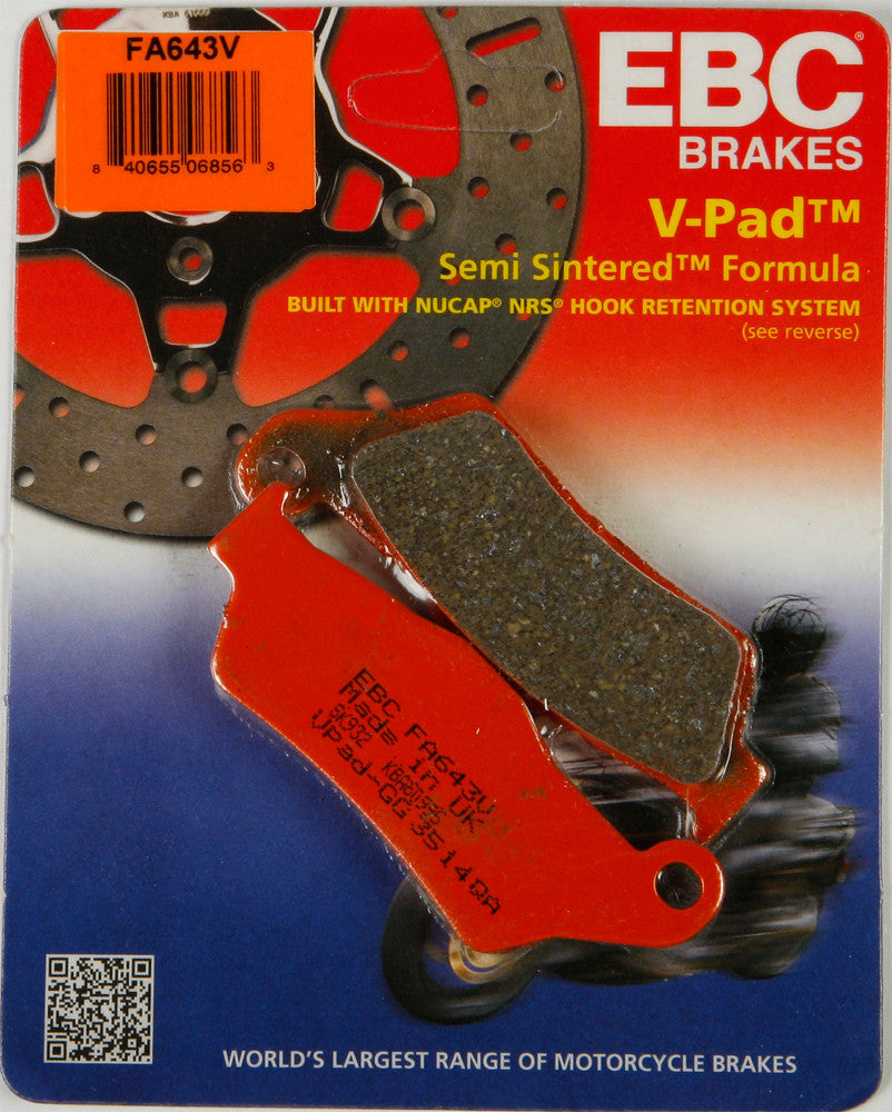 EBC 1 Pair V-Pad Semi-Sintered Touring Brake Pads MPN FA643V