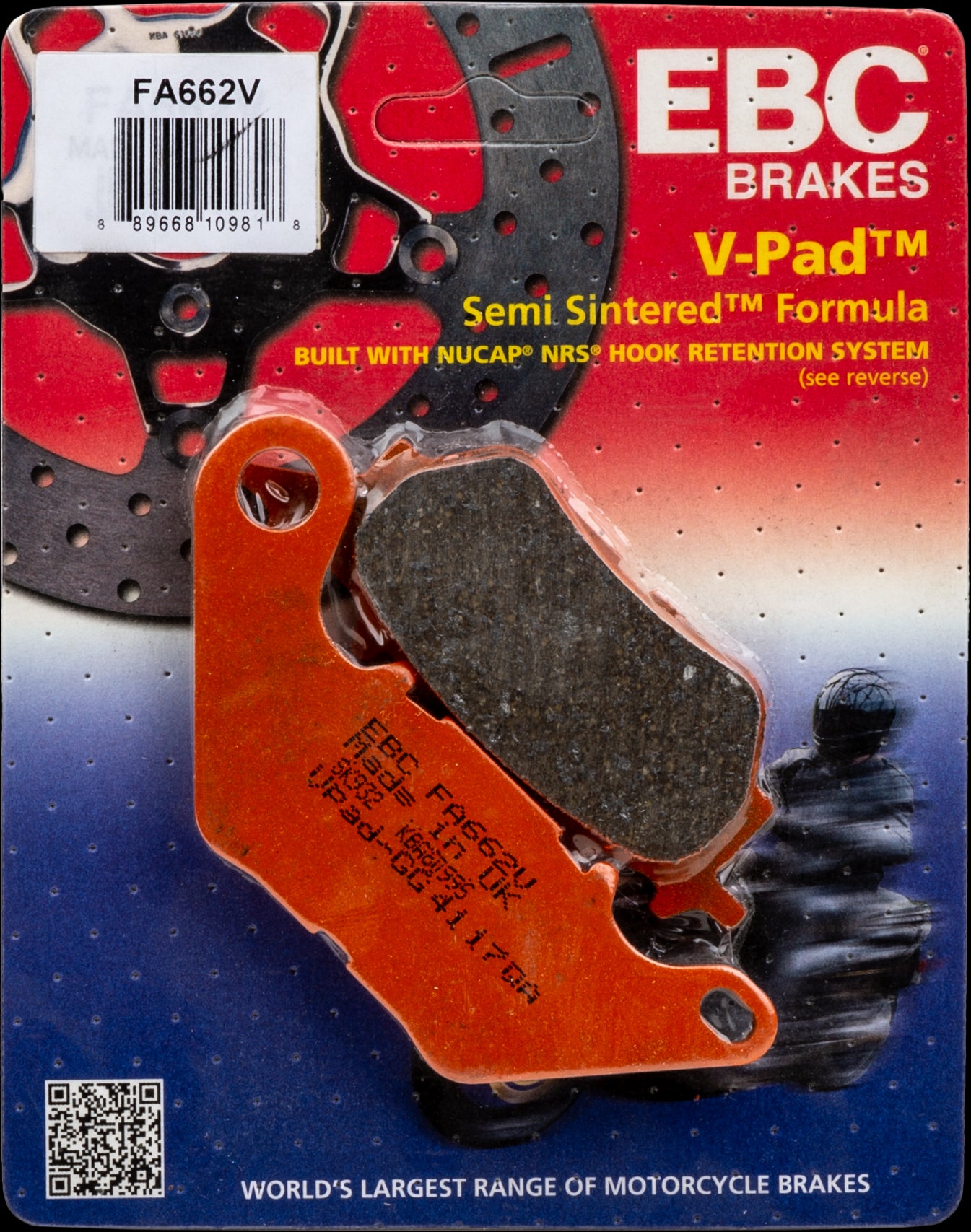 EBC 1 Pair V-Pad Semi-Sintered Touring Brake Pads MPN FA662V