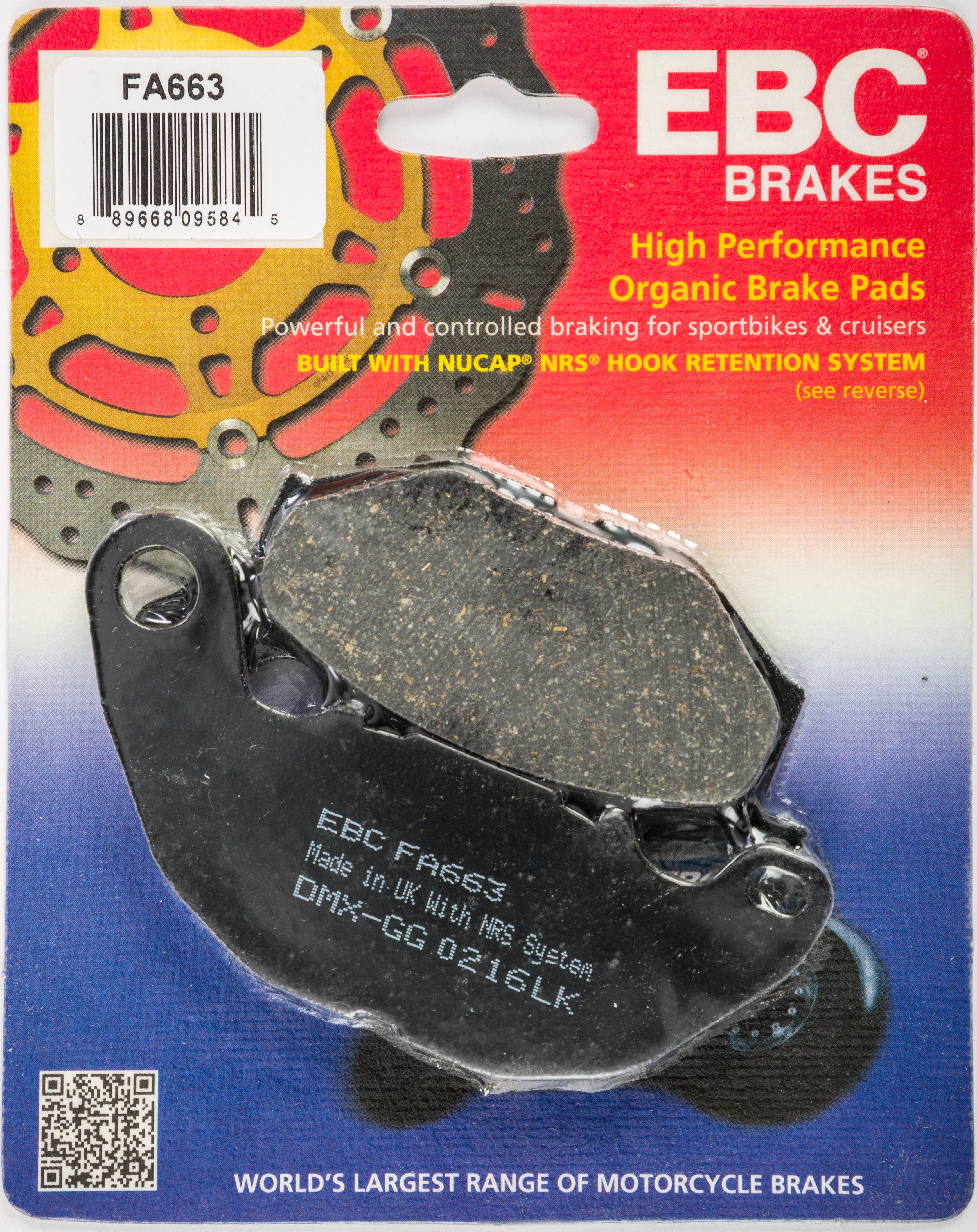 EBC 1 Pair Premium SFA Organic OE Replacement Brake Pads MPN FA663