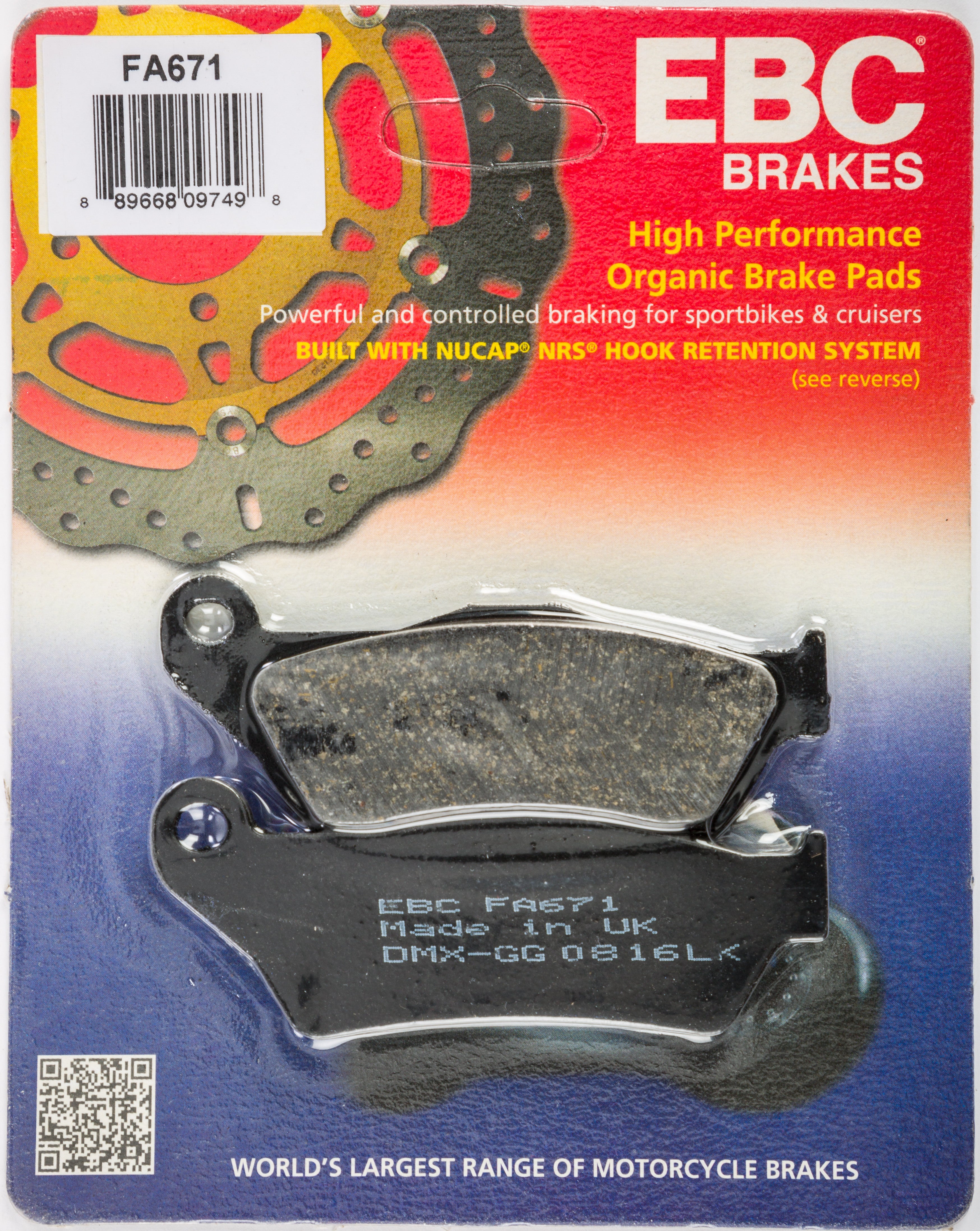 EBC 1 Pair FA Series Organic Replacement Brake Pads MPN FA671