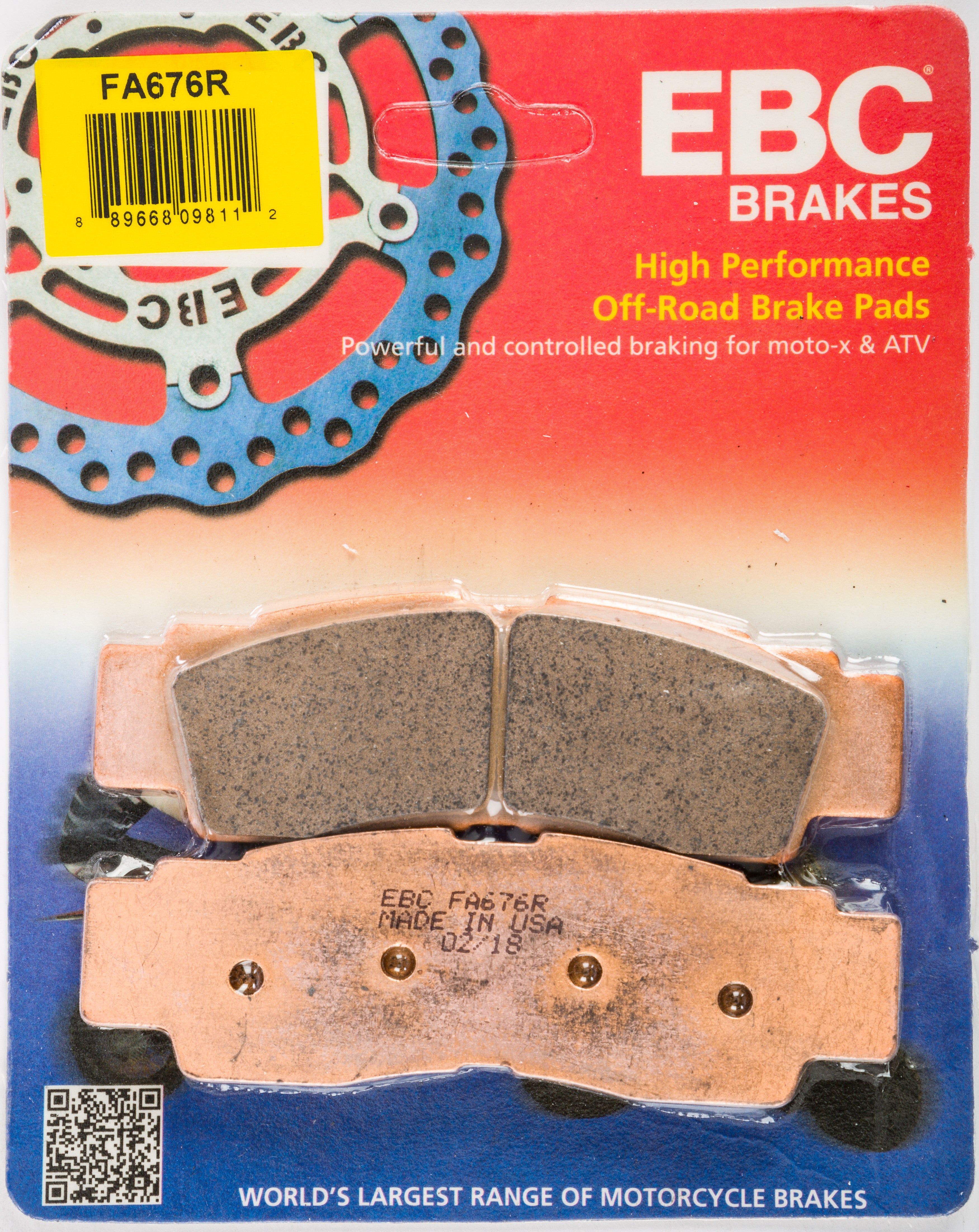 EBC 1 Pair Sintered R Series Heavy-Duty Brake Pads MPN FA676R