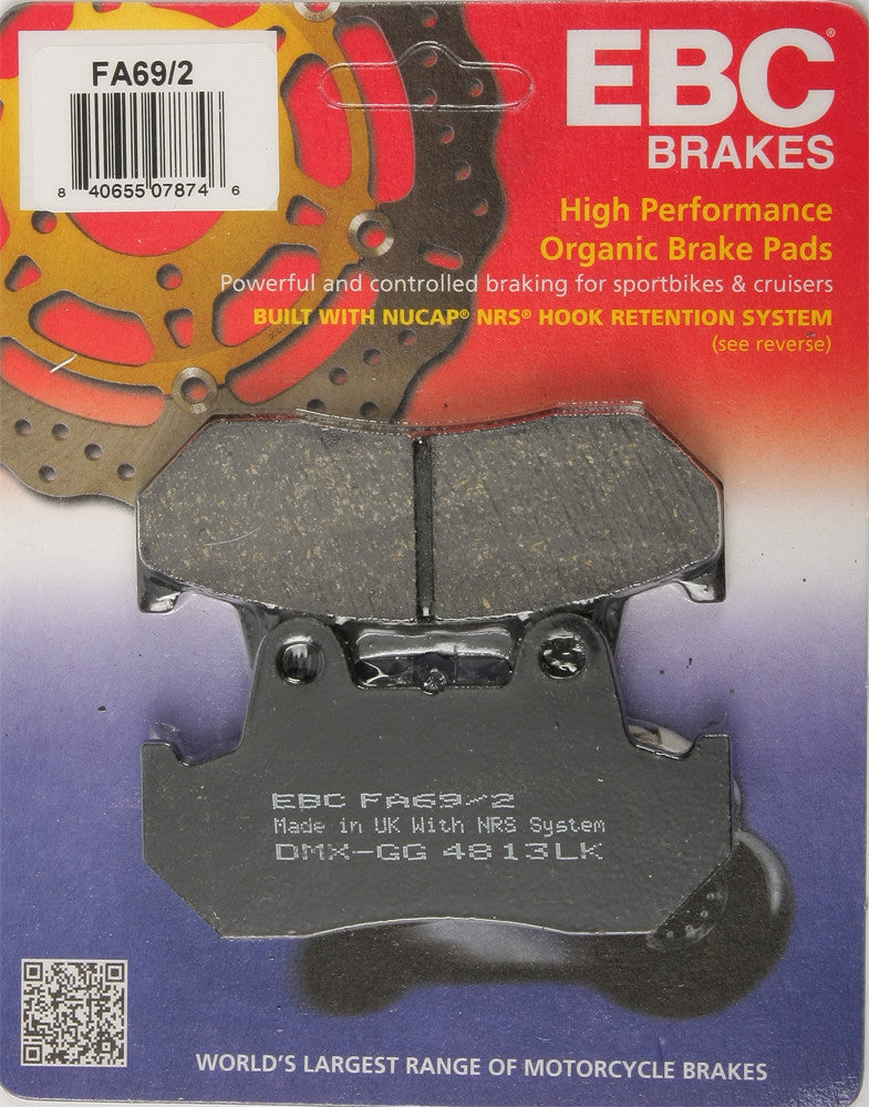 EBC 1 Pair Premium SFA Organic OE Replacement Brake Pads MPN FA69/2