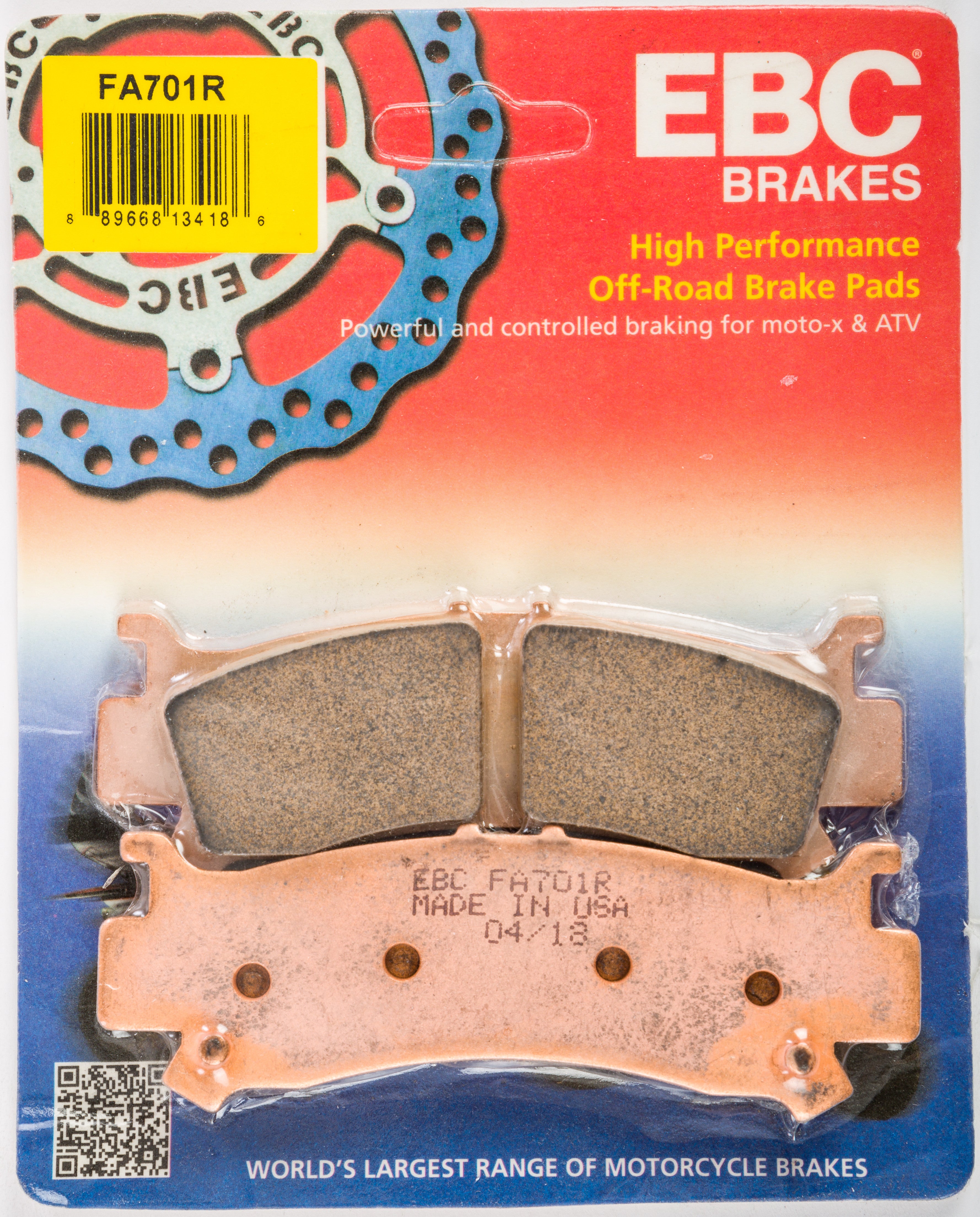 EBC 1 Pair Sintered R Series Heavy-Duty Brake Pads MPN FA701R