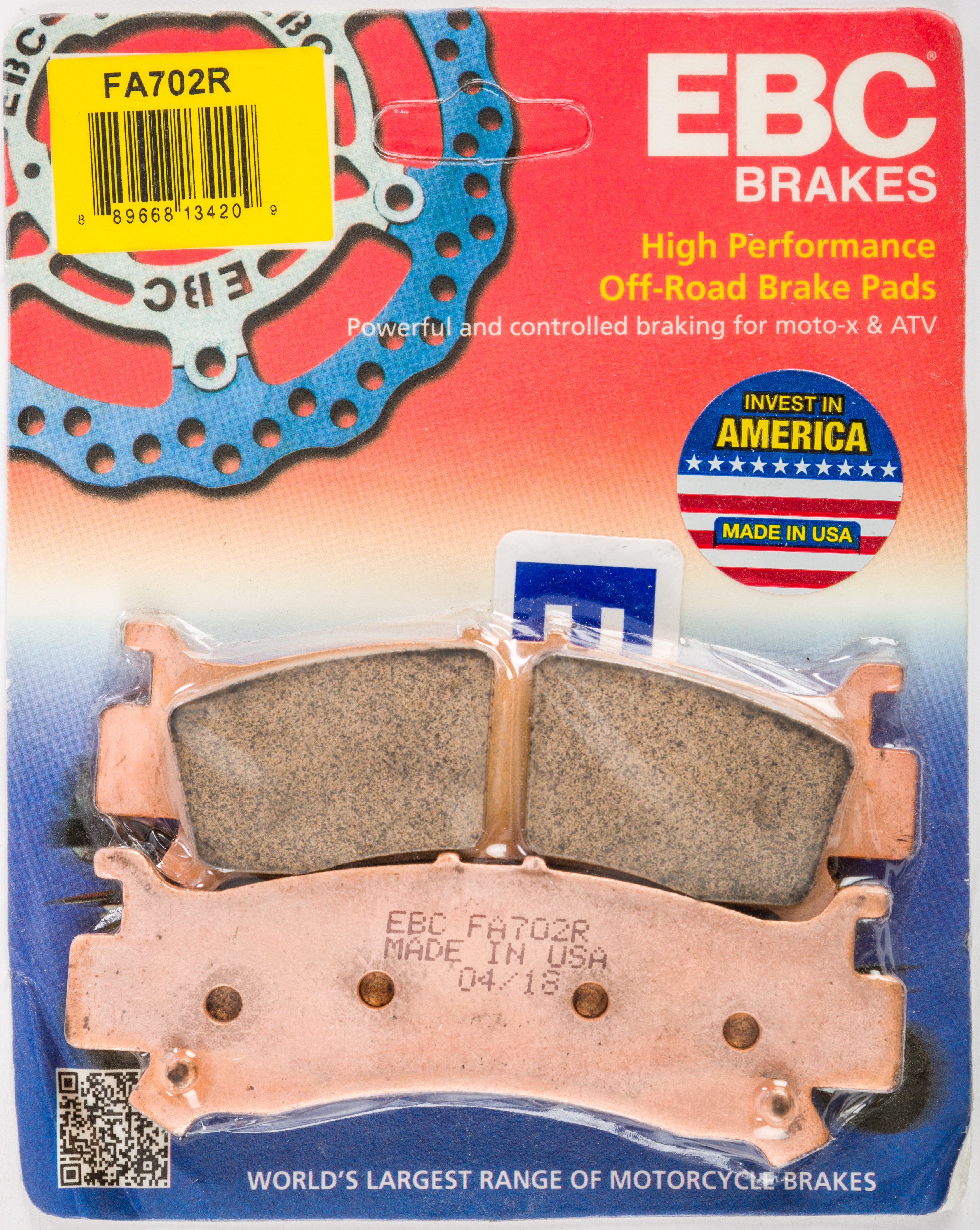 EBC 1 Pair Sintered R Series Heavy-Duty Brake Pads MPN FA702R