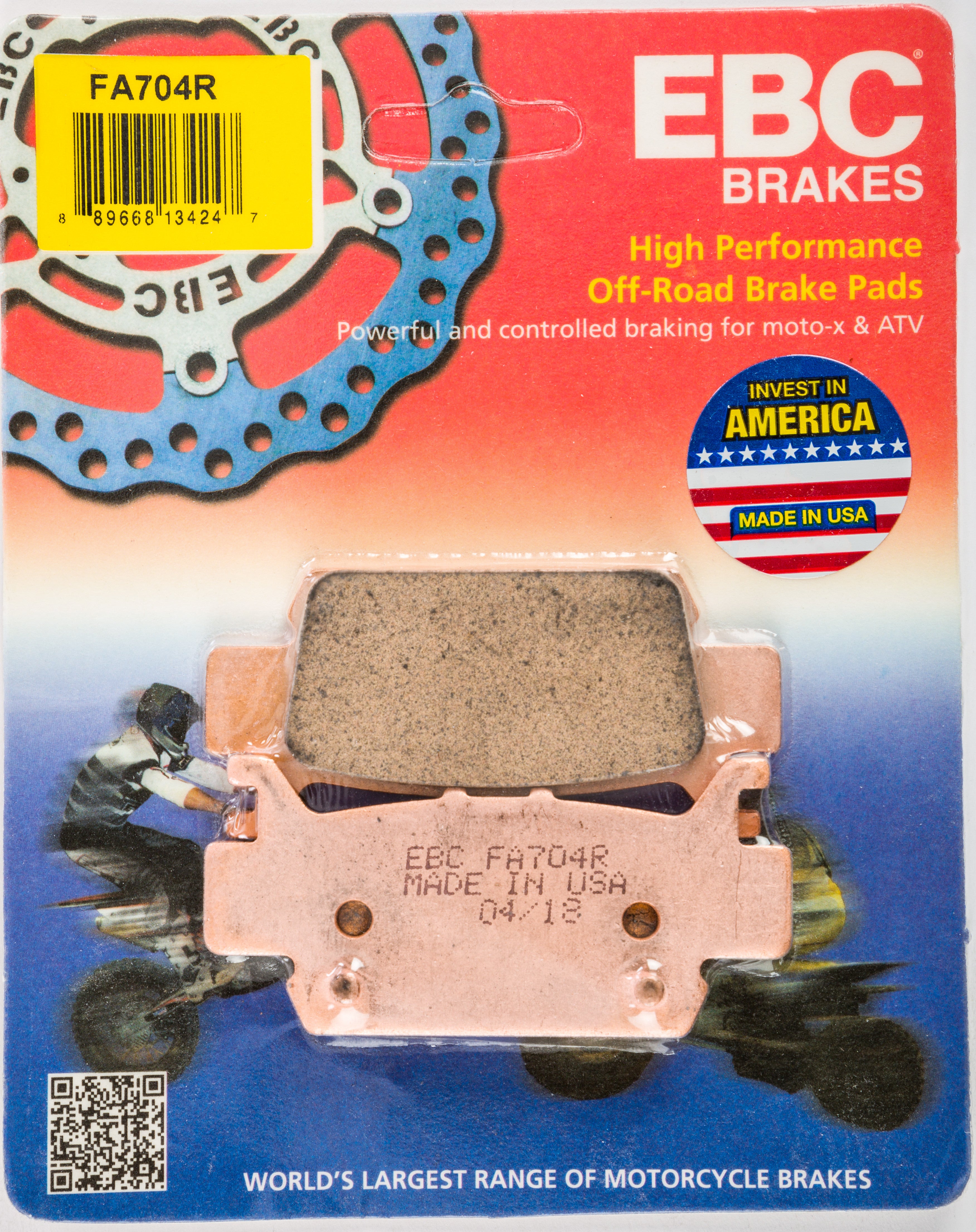 EBC 1 Pair Sintered R Series Heavy-Duty Brake Pads MPN FA704R