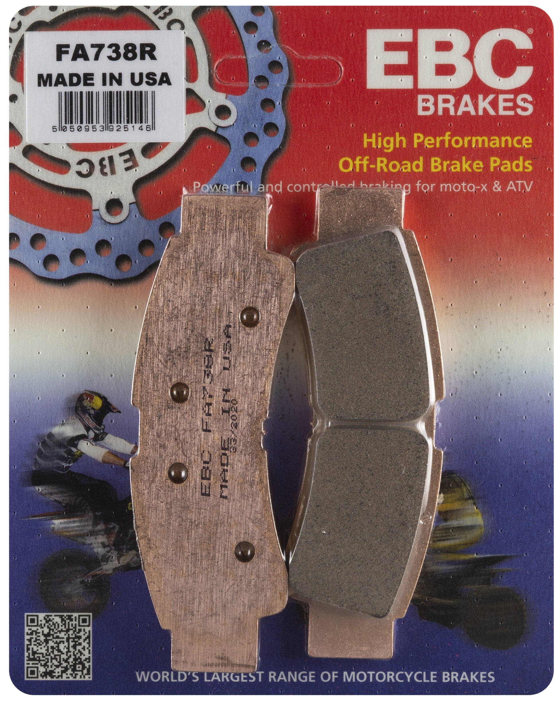 EBC 1 Pair Sintered R Series Heavy-Duty Brake Pads MPN FA738R