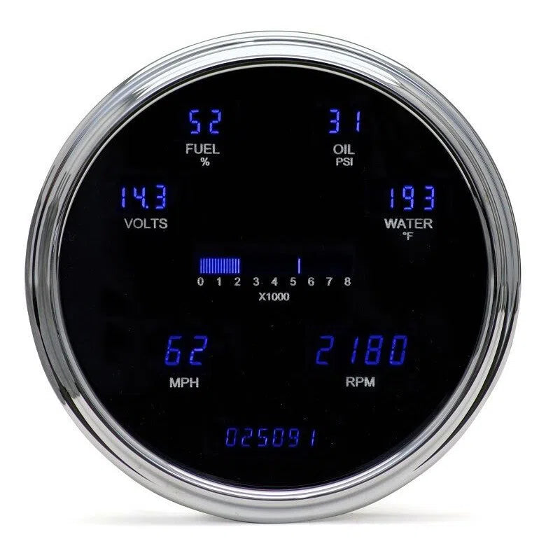 Dakota Digital Universal Round 6.75" Chrome Bezel Gauge System Blue VFD3-1005-B