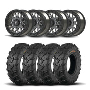 Set of Four Bullite Rider Wheels 14" Gray And Kenda K592 Bearclaw EVO Tires [26x9-14]