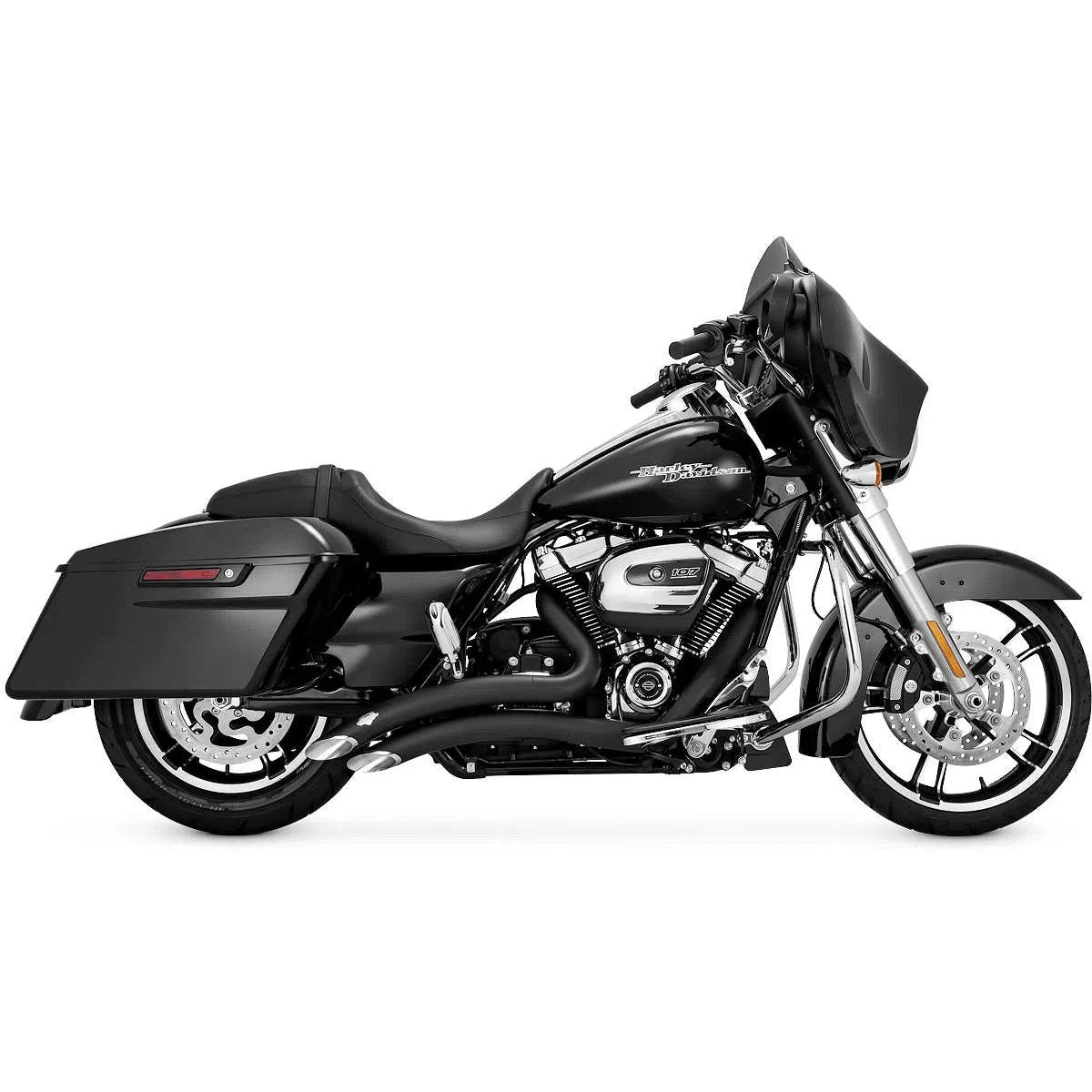 Vance & Hines 46073 Black Big Radius 2 Into 2 Full Exhaust For Harley 2017-2018 Fl