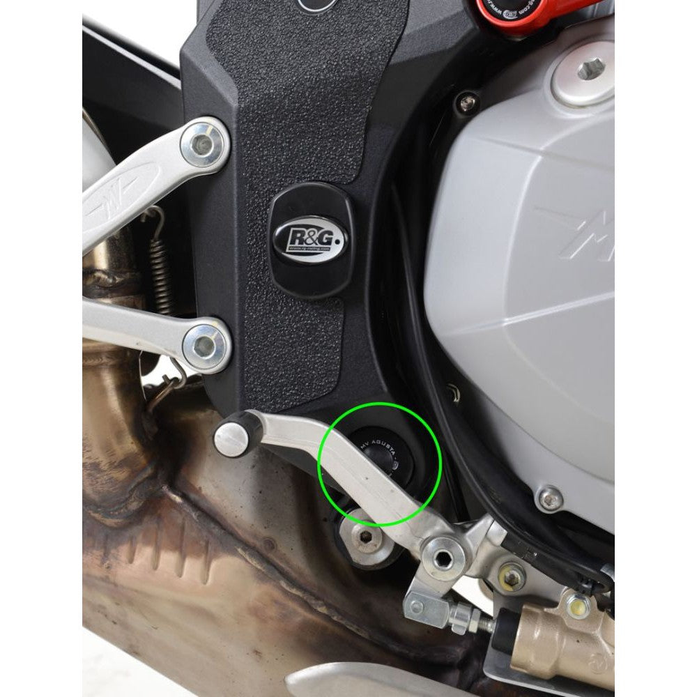 Tapón de chasis R&G Racing negro, lado derecho, fundición para MV Agusta 1090RR 2013