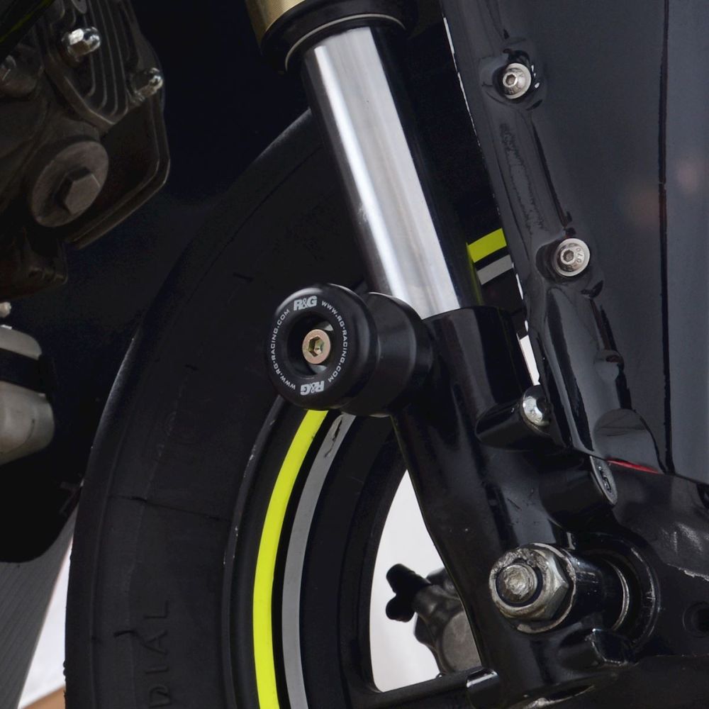 R&G Racing Black Front Spindle Sliders For 2018-2022 Honda FMX650 FSS0003BK